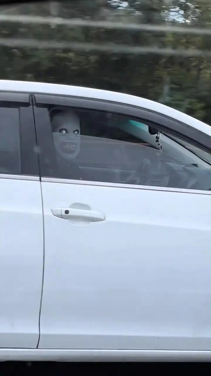 Người đàn ông đeo mặt nạ kinh dị 'chọc ghẹo' xe khác giữa cao tốc, nữ hành khách hét lên hoảng loạn Ảnh 1