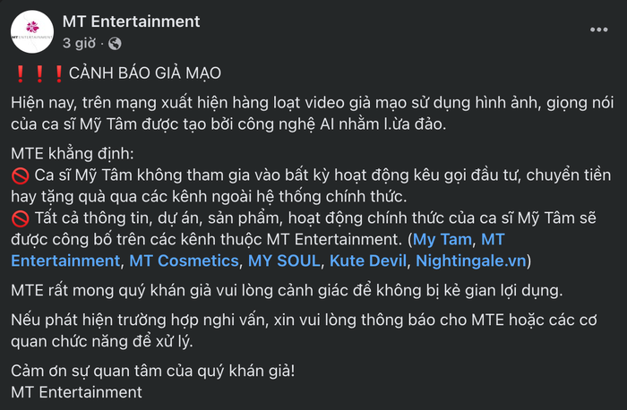 Mỹ Tâm cảnh báo khẩn Ảnh 1