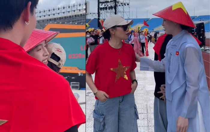Phản ứng của Đức Phúc khi gặp Mỹ Tâm tại buổi tập luyện diễu hành, diễu binh Ảnh 2