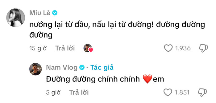 Cặp đôi thả thính nhau cực tình cảm trong video của Nam Vlog. Ảnh: TikTok Nam Vlog