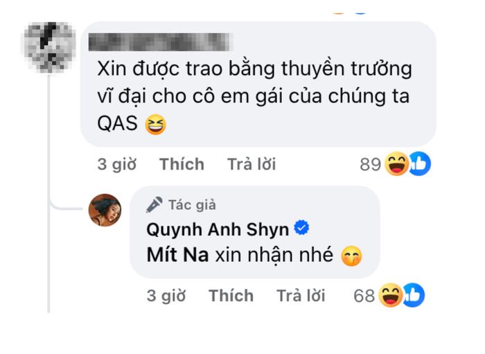 Quỳnh Anh Shyn nhận chức danh thuyền trưởng. (Ảnh: chụp màn hình)