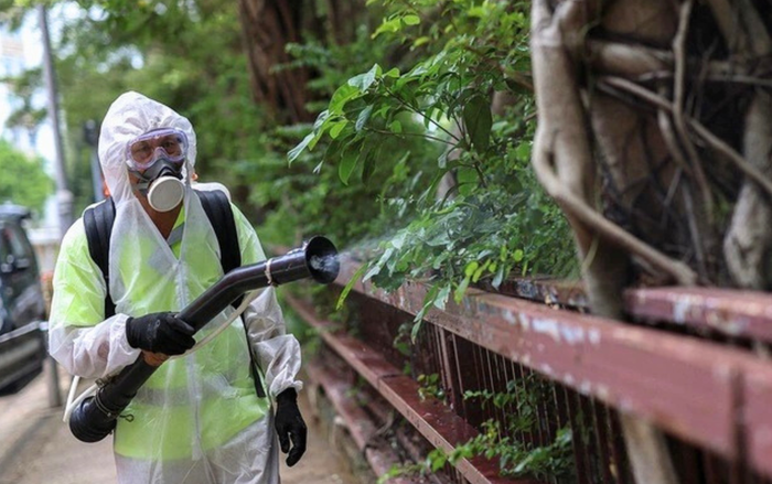 Phun thuốc diệt muỗi tại Hong Kong vào 7/8 vừa qua. (Ảnh Reuters)