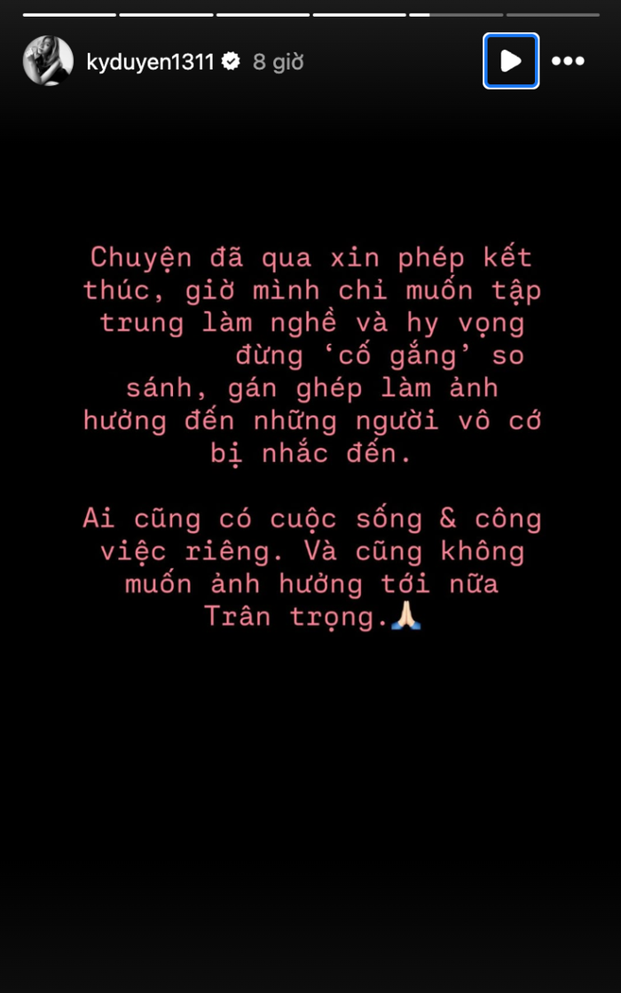 Kỳ Duyên lên tiếng sau khi vướng vào những thông tin ảnh hưởng đến cuộc sống đời tư. Ảnh: IGNV