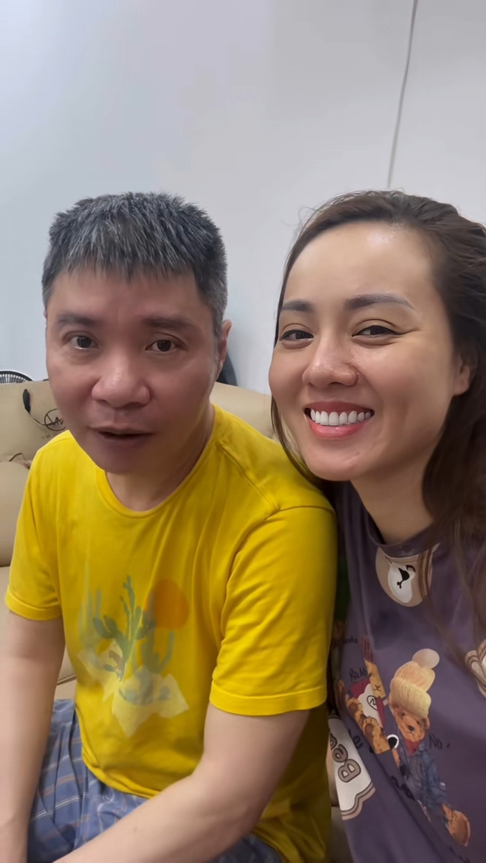 Vợ Công Lý hạnh phúc khoe tình trạng ổn định của chồng sau khi về nhà. Ảnh: TikTok Nhân vật