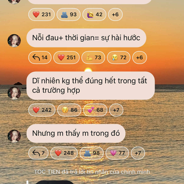 Tóc Tiên trải lòng trong nhóm chat riêng với fan. (Ảnh: Ảnh chụp màn hình)