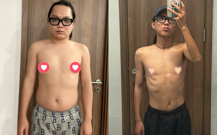 Phạm Thoại đăng ảnh trước ba tháng và so với thời điểm hiện tại. Ảnh: FBNV