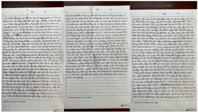 Những trang nhật ký 'kêu cứu' được cho là của bé trai trước sự bạo hành của dì ghẻ.