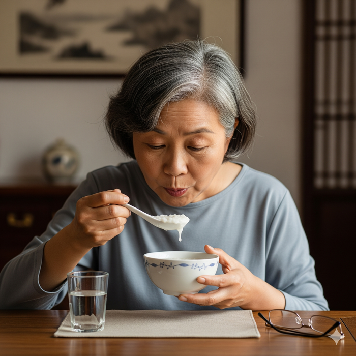 Người phụ nữ này thường có thói quen ăn cháo trắng. Ảnh minh hoạ