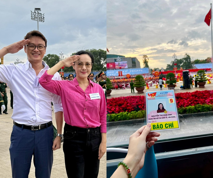 Biên tập viên, MC Hoài Anh khoe chiếc 'view xịn' trong ngày đặc biệt. Cô được góp giọng trong tổ thuyết minh của A80. 