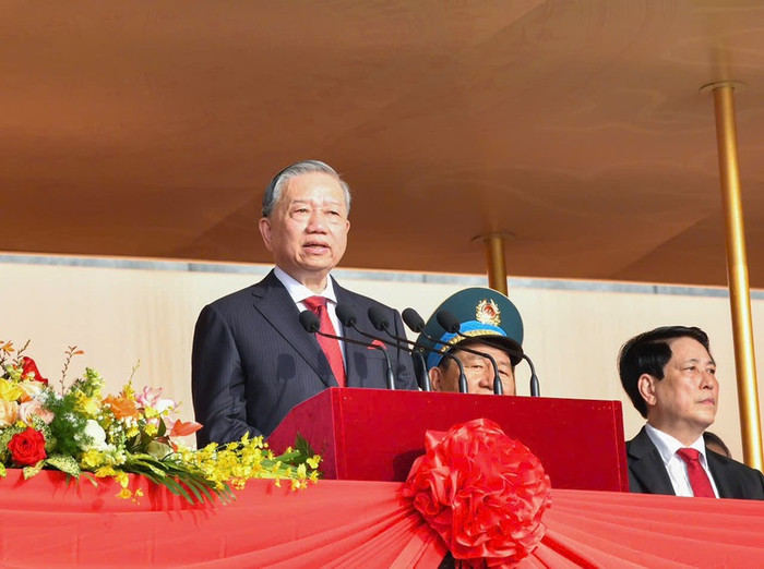 Tổng Bí thư Tô Lâm trình bày diễn văn kỷ niệm - Ảnh: VGP/Nhật Bắc 