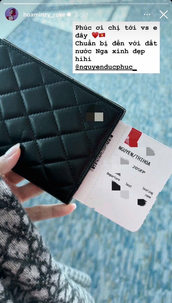 Hòa Minzy bay sang nước Nga để đích thân ủng hộ Đức Phúc. Ảnh: IGNV