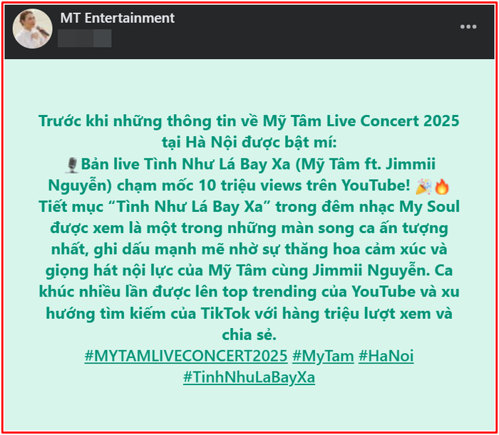 Công ty báo tin vui của ca sĩ Mỹ Tâm Ảnh 1