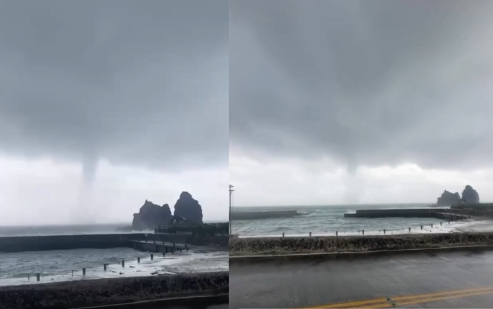 Vòi rồng khổng lồ bất ngờ xuất hiện ngoài khơi khiến người dân hoảng sợ Ảnh 2