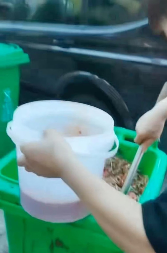 Xôn xao nhân viên nhà hàng lẩu cầm muỗng và xô nhựa múc dầu ăn từ thùng rác ven đường Ảnh 2