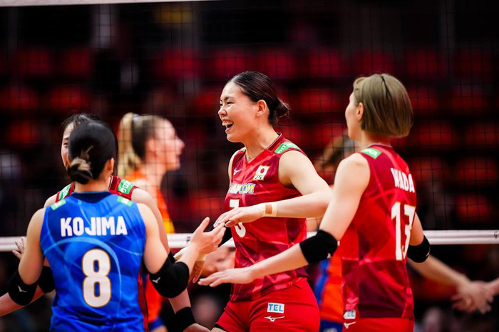 Tuyển bóng chuyền nữ Nhật Bản đã có trận đấu đầy bản lĩnh trước Hà Lan và giành quyền vào bán kết giải thế giới 2025. Ảnh: SMM Volleyball