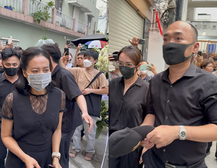 Thu Trang, Tiến Luật, Hồng Ánh... đến viếng tang lễ nghệ sĩ Ngọc Trinh. (Ảnh từ FB Tâm Xì Phố)