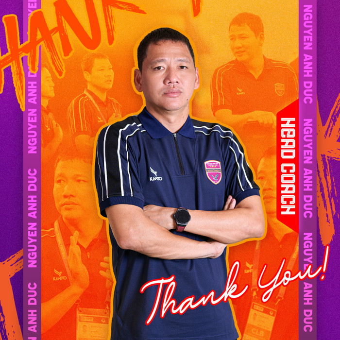 Dù được kỳ vọng sẽ giúp đội chủ sân Gò Đậu bay cao, nhưng HLV Nguyễn Anh Đức đã phải sớm nói lời chia tay. Ảnh: CLB Becamex TP.HCM