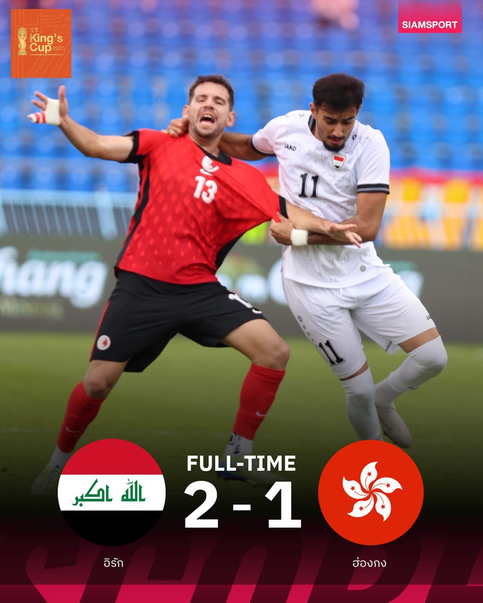 Iraq ngược dòng hạ Hong Kong 2-1, Mohanad Ali lập cú đúp đưa đội vào chung kết King’s Cup 2025 tại Thái Lan. Ảnh: Siam Sport