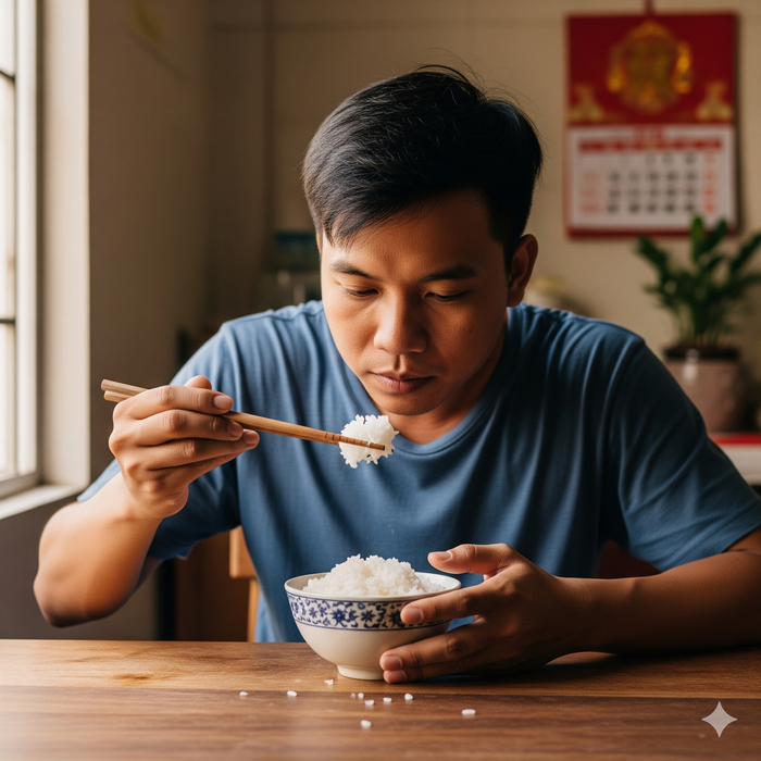 Bạn có thể chế biến cơm nguội thành cơm rang với các nguyên liệu như rau củ, thịt. Ảnh minh hoạ