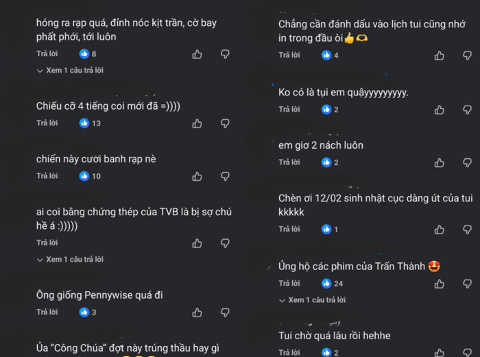 Hàng loạt bình luận tích cực của khán giả trên mạng xã hội thể hiện sự háo hức, mong chờ trước các dự án mới của Trấn Thành