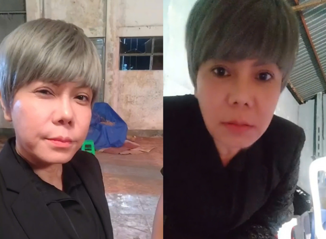 Việt Hương gây bất ngờ khi xuất hiện trong livestream tại phim trường với mái tóc bạc và phong cách 'chị đại' lạnh lùng