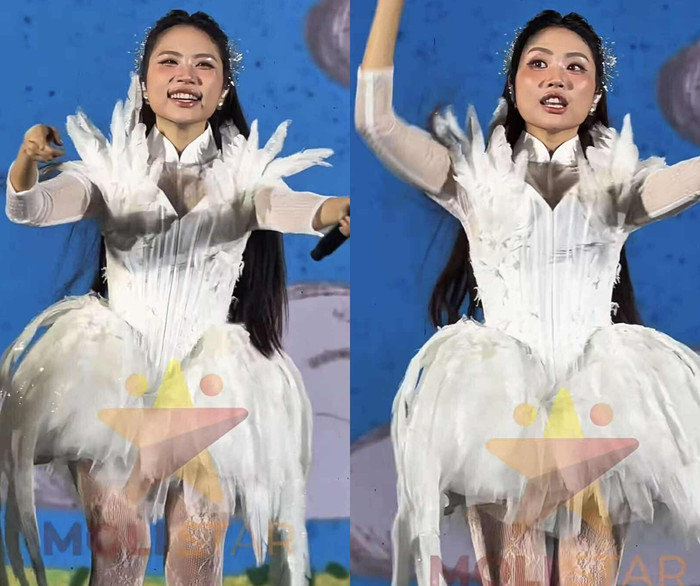 Nữ ca sĩ quẩy nhiệt tình cùng khán giả.