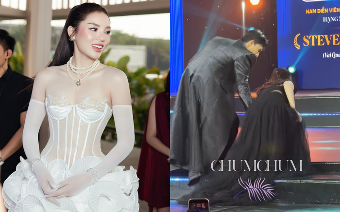 Kỳ Duyên lên tiếng cảm ơn Steven Nguyễn vì đã đỡ Thiên Ân ở trên sân khấu. Ảnh: FBNV, Chumchum