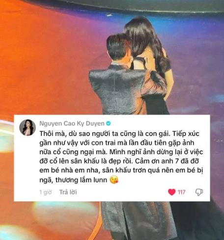 Bình luận của Kỳ Duyên dưới một video đang gây tranh cãi về Thiên Ân