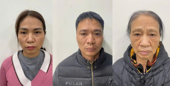 Các đối tượng trong đường dây bán 'thuốc Nam' giả. Ảnh: Công an TP Hà Nội