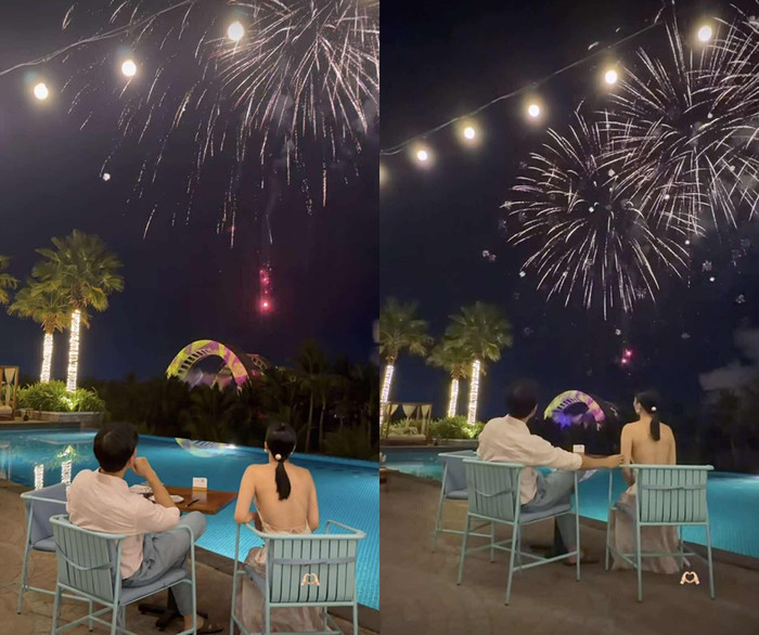 Lâm Bảo Châu đăng tải clip cùng Lệ Quyên ngắm pháo hoa.&nbsp;