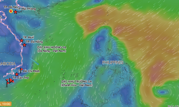 Một vùng áp thấp nhiệt đới đang hình thành và hoạt động ở phía đông Philippines. Ảnh: Hệ thống giám sát thiên tai VN