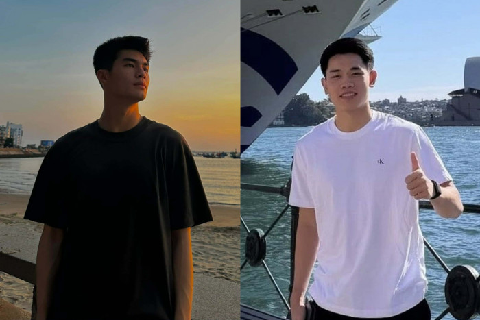 Phong cách thời trang của hai cầu thủ Đình Bắc và Trung Kiên khá giống nhau. Ảnh: FBNV