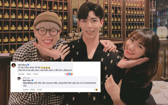 Hòa Minzy khóc khi nhận được tình cảm từ phía Đức Phúc. Ảnh: FBNV