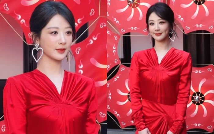 Dương Tử tự tin diện váy đỏ nổi bật trong sự kiện mới nhất. Ảnh chụp màn hình
