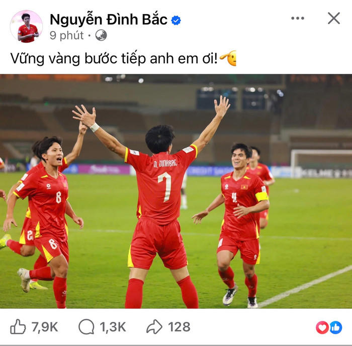 Đình Bắc đã có chia sẻ ý nghĩa ngay sau khi U23 Việt Nam đánh bại U23 UAE.