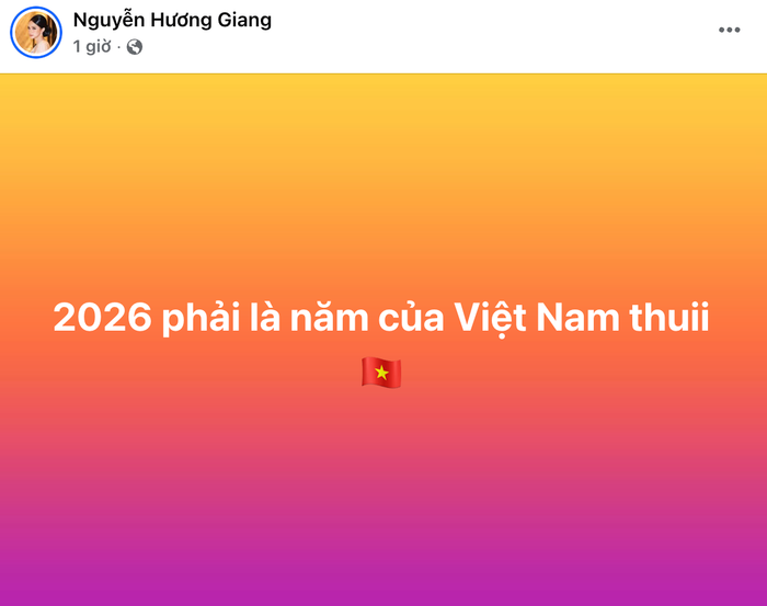 Bài đăng trên trang cá nhân Hương Giang sau chiến thắng của U23 Việt Nam.