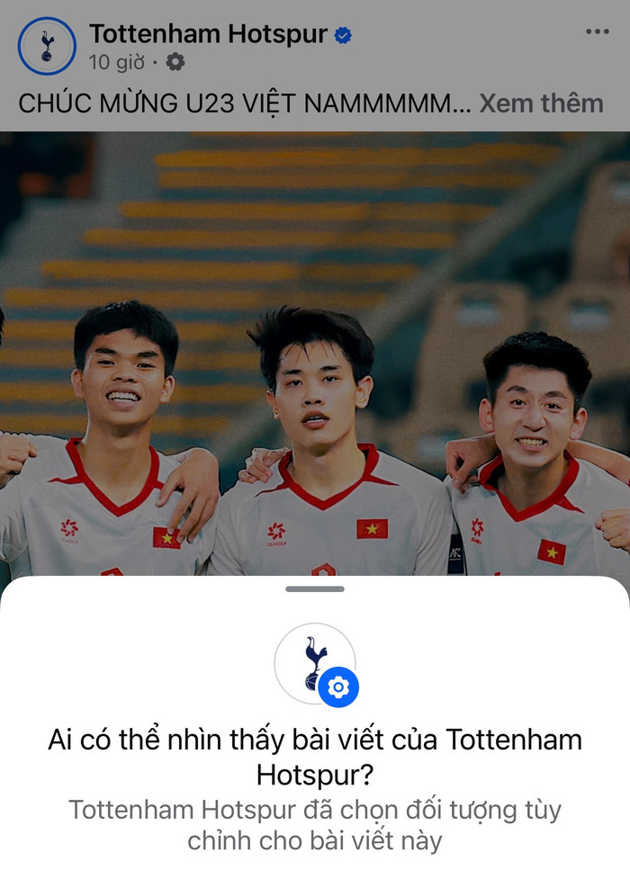 Bài đăng của Tottenham được tùy chỉnh với từng bản địa cho phù hợp. (Ảnh: chụp màn hình)