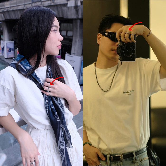 Thanh Thủy và Trịnh Thăng Bình bị 'soi' đeo nhẫn giống nhau. Ảnh chụp màn hình