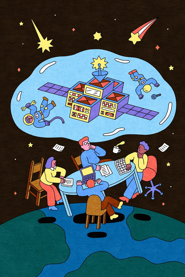 Giấc mơ về những trung tâm dữ liệu lơ lửng trên quỹ đạo đang được những gương mặt quyền lực nhất ngành AI và vũ trụ hết lòng ủng hộ. Ảnh: The New York Times