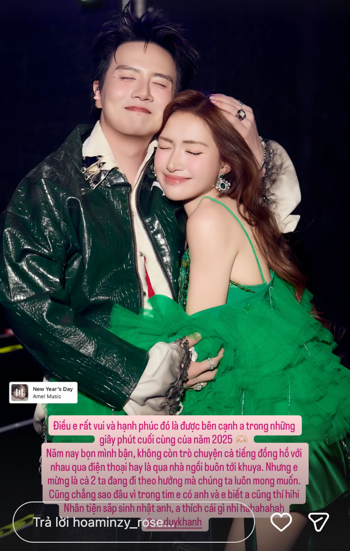 Hòa Minzy thể hiện niềm hạnh phúc khi nhắc đến mối quan hệ thân thiết với Duy Khánh. Ảnh: IGNV