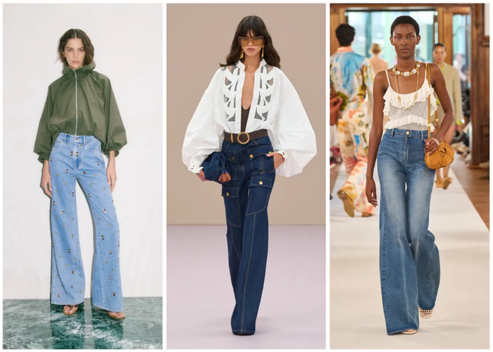 Quần jeans ống loe tạo hiệu ứng kéo dài vóc dáng. Ảnh: marieclaire