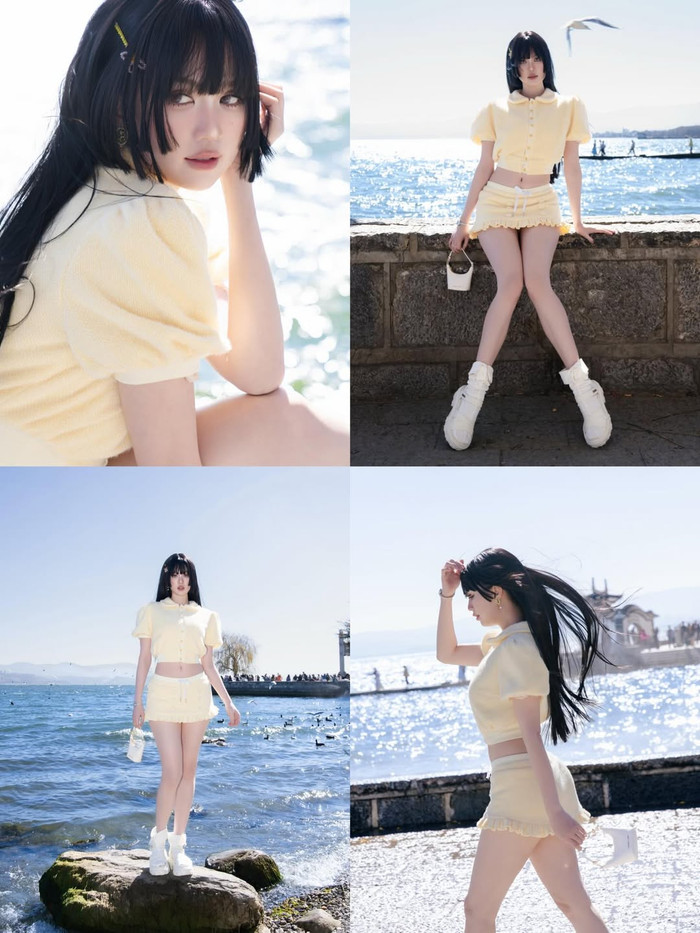 Ngọc Trinh thả dáng quyến rũ giữa khung cảnh thiên nhiên thơ mộng của hồ Nhĩ Hải (Ảnh: ISNV).