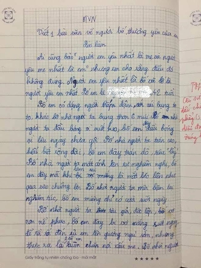 Bài văn tả bố được chấm 10 điểm, cô giáo phải thốt lên 'cô thích lắm' Ảnh 2