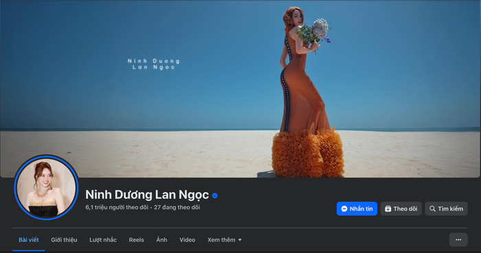 Không chỉ kênh TikTok cá nhân mà ngay cả trang Facebook của Ninh Dương Lan Ngọc cũng nhận được lượng người theo dõi khủng. (Ảnh: chụp màn hình)
