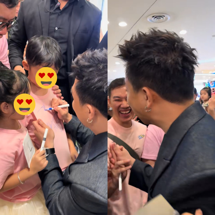 Trấn Thành tranh thủ cho chữ ký, chào hỏi người hâm mộ trước khi ra về. Ảnh: miutini2507