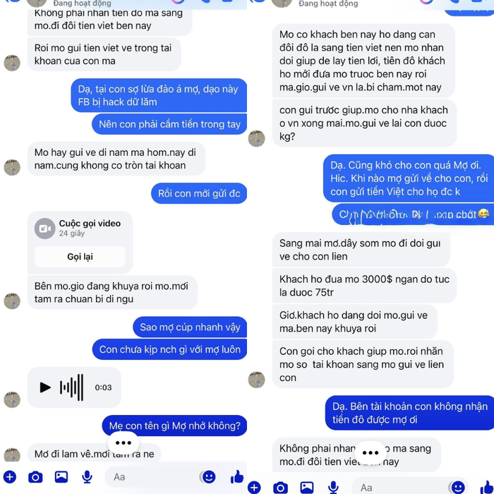 Thanh Trúc công khai đoạn tin nhắn với kẻ gian. Ảnh: FBNV