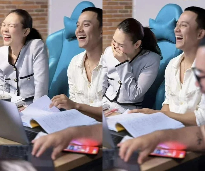 Khoảnh khắc Mỹ Tâm làm việc cùng ê kíp của phim Tài, đặc biệt là với đạo diễn kiêm diễn viên Mai Tài Phến.