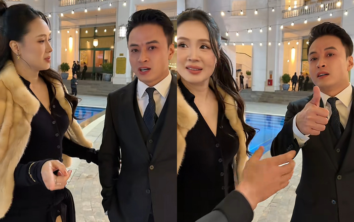 Hồng Diễm và Hồng Đăng thích thú khi nhận được câu hỏi về việc đóng chung một MV. Ảnh chụp màn hình