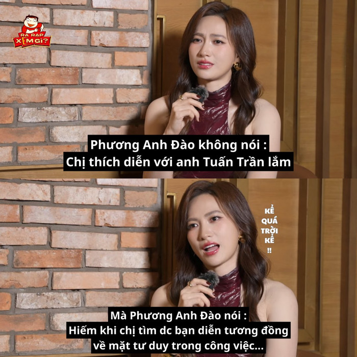 Phương Anh Đào chia sẻ về sự đồng điệu trong các vai diễn với Tuấn Trần. - Ảnh: Ra rạp xem gì ?