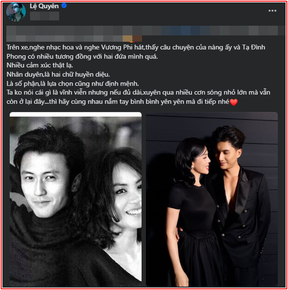 Lệ Quyên đăng ảnh Lâm Bảo Châu, so sánh chuyện tình với Vương Phi - Tạ Đình Phong Ảnh 1